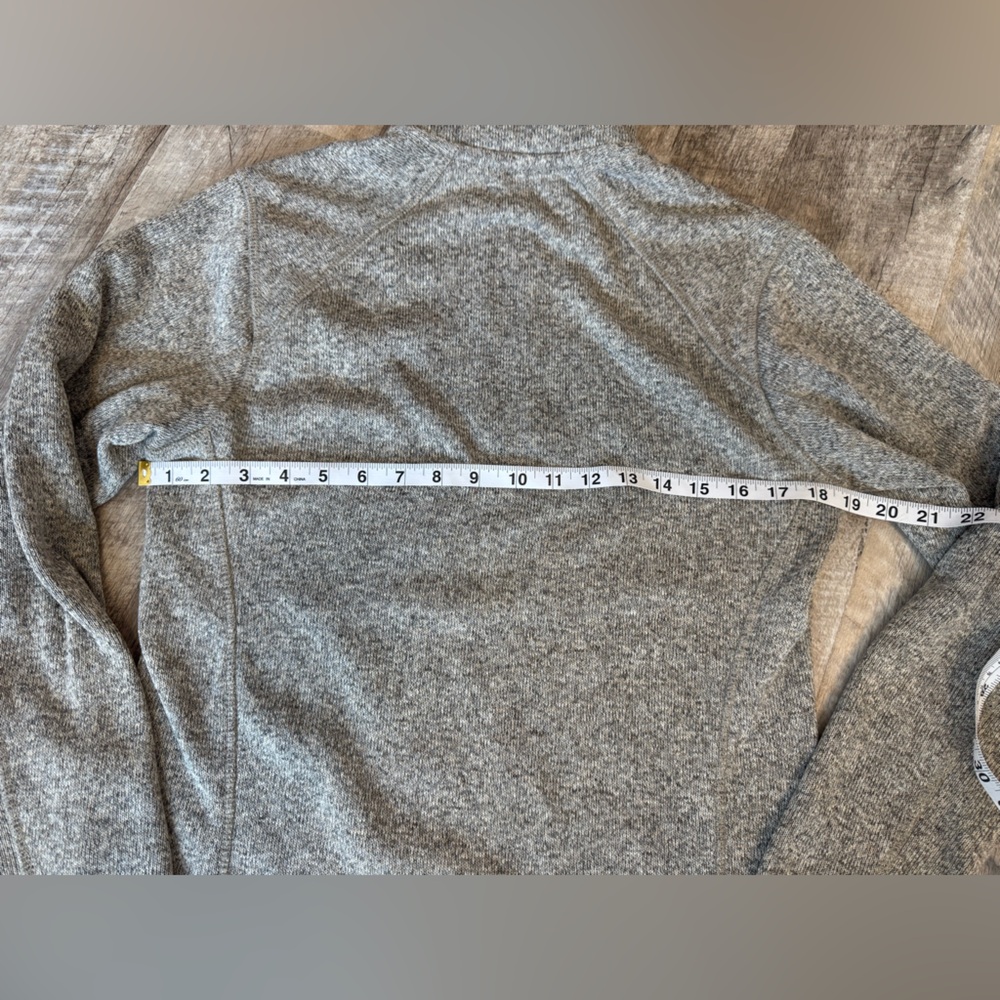 Eddie Bauer grey quarter zip sweater, stitched branding, like new - Picture 8 of 9